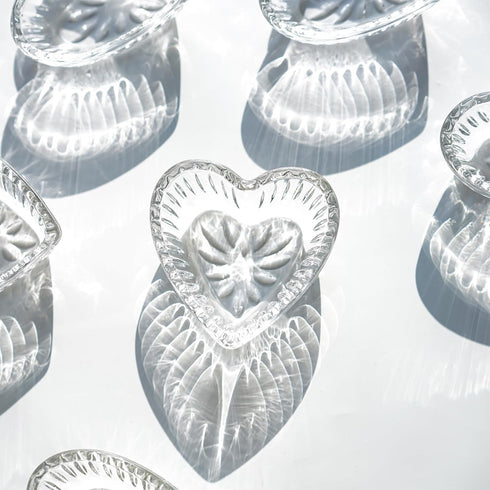 Set of 6 Stackable 2oz Glass Prep Bowls, Mini Heart-shaped Glass Dip Bowls for Kitchen, Microwave & Dishwasher Safe