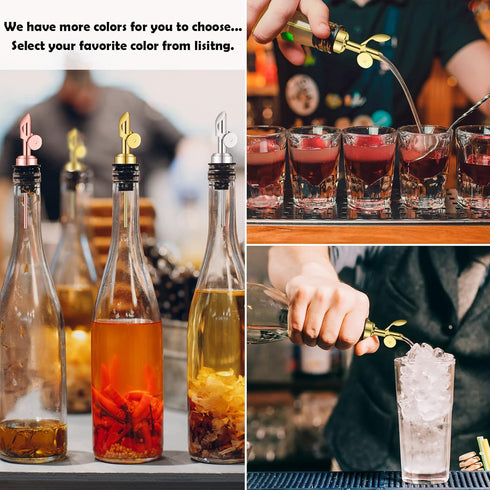 2 WAFJAMF Pcs Weighted Stainless Steel Bottle Pourers, Self Closing Olive Oil Dispenser Spout, Auto Flip Feature Liquor