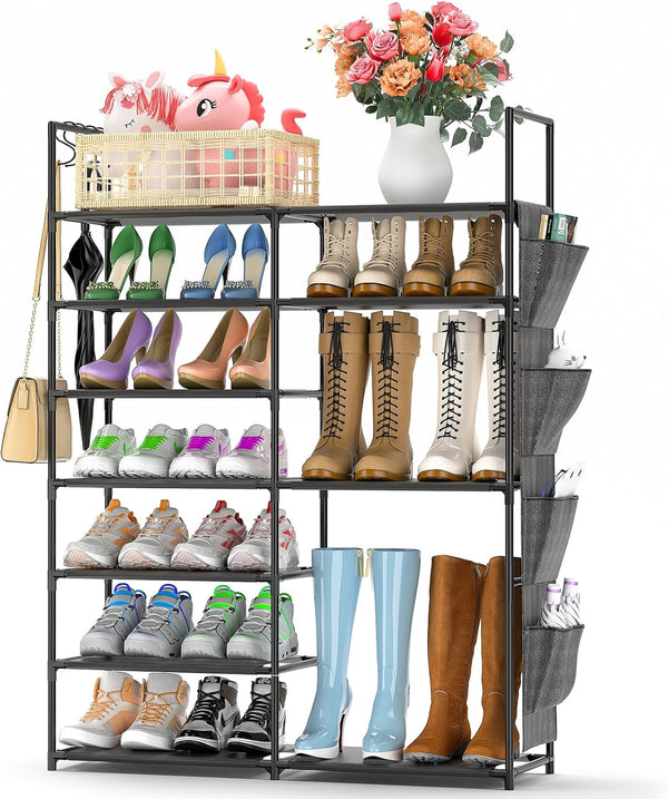 Kottwca 7 Tiers Shoe Rack Metal Shoe Organizer for Entryway Closet, 24-28