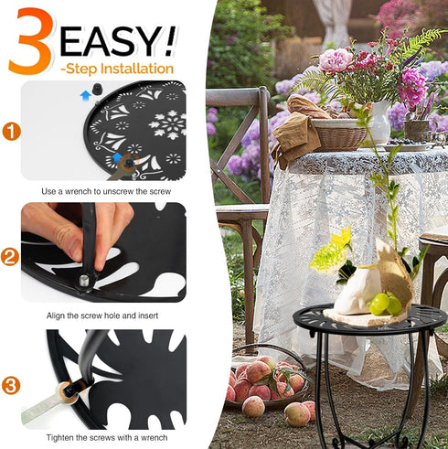 Fashion&cool Outdoor Side Tables, Weather Resistant Metal Patio Side Table, Small Round Outdoor End Table Side Table