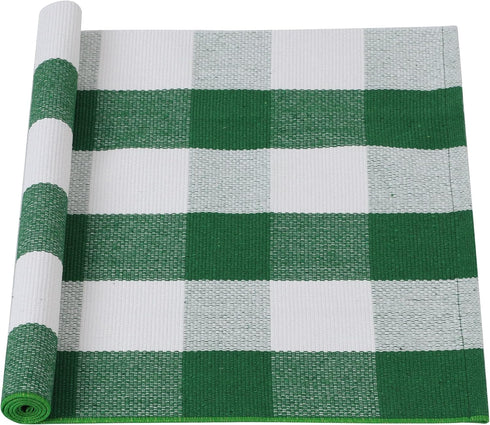 uxcell Buffalo Check Rug, Plaid Outdoor Rug, Layered Door Mat for Front Porch, Runner, Bedroom, Kitchen, 51"x24"