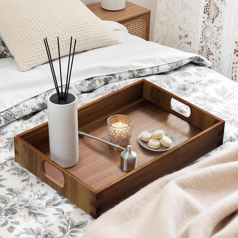 EdenDwell 2 Pack, Acacia Serving Trays - Acacia Wood Serving Platterss, Wood Serving Tray, Decorative Trays