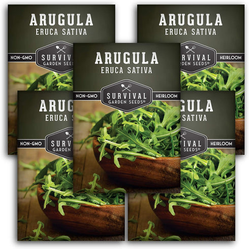 Survival Garden Seeds - Arugula Seeds for Planting - 5 Packs with