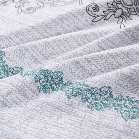 Wake In Cloud Bohemian Pillow Cases, Set of 2 Soft Reversible Pattern Printed Pillow Shams, Teal Gray, Standard Size