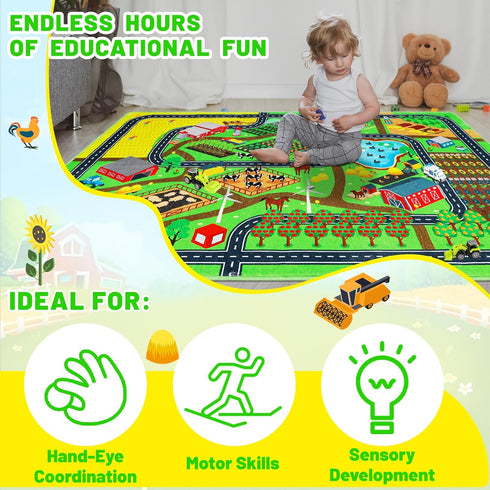 Mfmiudole Set 10 (4 6 Community 39.4"x59" Farm Play Rugs Gift - Vehicles Construction Trucks + Cars), Traffic Rug
