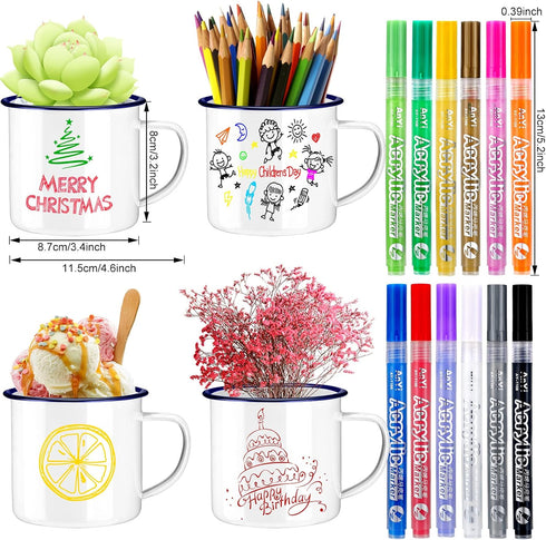 32 Hoolerry Pieces Painted Mug Decorating Kit DIY Coffee Mug Painting Kit Graduation Personalized Cup You Can Decorate