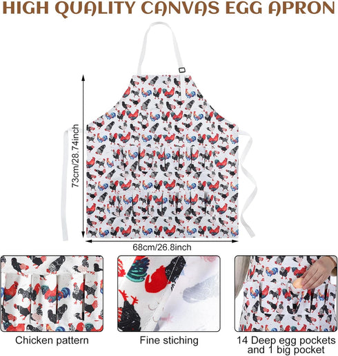 2 15 7 Cutecrop Pcs Egg Collecting Apron with Pocket Gathering Basket with Pouch for Chicken Duck Goose Eggs Easter