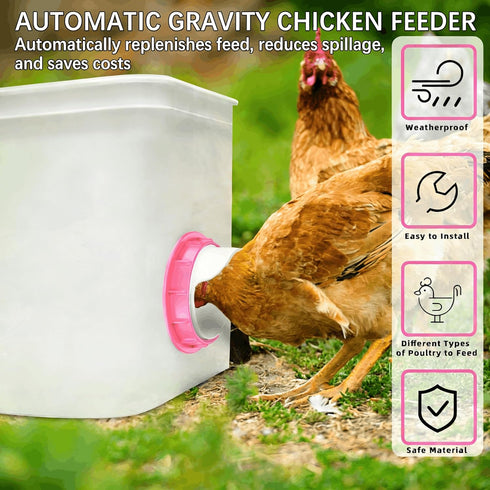 6 Pack 6 1 Chicken Feeder Port, Chicken Feeders No Waste with Lids Drill Bit, DIY Automatic Poultry Feeder Cups Kit