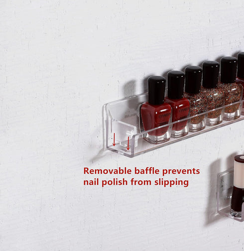 2 Pack,Clear Inserts,2 30 IEEK Nail Polish Rack Wall Mounted Shelf Kids Wall Bookshelf Acrylic Nail Polish Holder