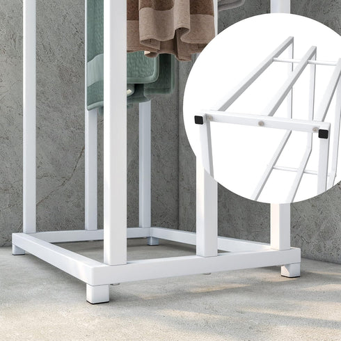 3-Tier 3 BOFENG White Metal Towel Rack Bars Freestanding Towel Holder Drying Shelf Stand Towel Bar Storage Ladder