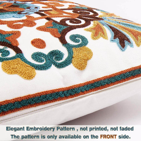 Decorative Couch Pillow Covers Set of 2, 18x18 inches, Embroidered Pattern Square Throw Pillows for Sofa Bed Chair