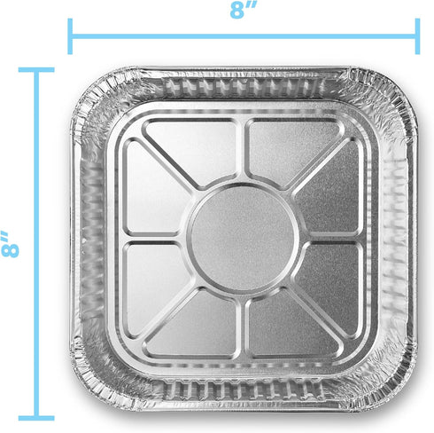 MontoPack 8” Disposable Aluminum Foil Square Baking Pans, 20 Pack for Broiling, Toaster Oven, Meal Prep