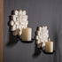 Farmhouse Candle Sconces Set of Two, Handcarved Wall Candle Holders Decorative, Flower