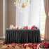 leegleri 132inch Black Polyester Table Skirt for 6ft/8ft Rectangle Tables, Wrinkle Resistant Pleated Ruffle Cloth