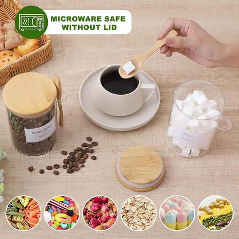 17 oz Countertop, (4 Pack) TIPGO Sugar Jar Bath Salt Container Glass Jar with Bamboo Lid and Spoon, Sugar Cube Holder
