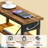 1 Creso hom Narrow Side Table with Charging Station and LED Light, End Table with Fabric Drawer, Skinny Nightstand