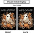 Welcome Fall Garden Flag Ghost Pumpkin 12×18 Inch Double Sided Burlap Flag for Outdoor Halloween Decor
