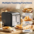 YSSOA Stainless Steel Toaster 2 Slice, Extra Wide Slot, Removable Crumb Tray, 6 Shade Settings, Compact Oven, Black
