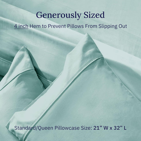 California Design Den 400 Thread Count Standard Queen Pillowcase Set - 100% Cotton Sateen, Set of 2, Teal