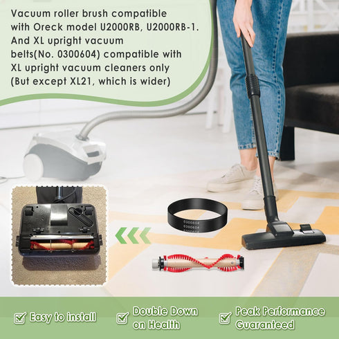 Landhoow 2 Pc Vacuum Roller Brush, 6 Pc Vacuum Belt - Replacement for XL Roller Brush, Compatible with Oreck XL