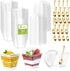 150 Pack 8oz Square Plastic Dessert Cups with Dome Lids and Mini