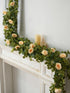 PARTY JOY 6.56ft Eucalyptus Garland with 8 Champagne Roses, Lush Floral Greenery for Party Wedding Decor