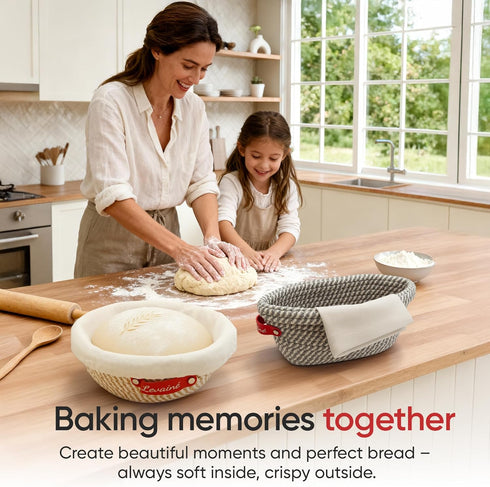 Set Levain Sourdough Bread Proofing Basket Banneton Bread Proofing Basket Oval & Round with Liners and Covers, Cotton