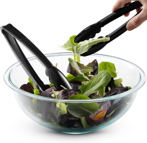 Plastic Tongs for Serving, Pack of 6, 9 Inch Heavy-Duty Reusable or Disposable Tongs for Catering and Events