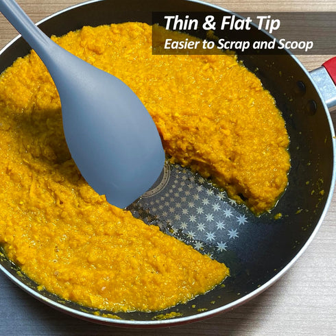 2 Pack Large Silicone Cooking Spoon - Non-Stick Slotted and Solid Spoon Set with Deep Bowl for Mixing