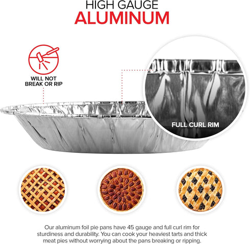 Stock Your Home 6 Inch Aluminum Foil Pie Pans, 50 Count Disposable Mini Pie Pans for Bakeries, Cafes, Restaurants