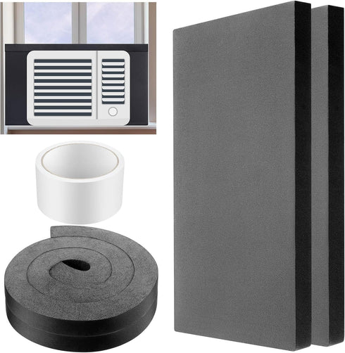 Pangda 2 Pcs Insulated Foam Panels Kit for Window Air Conditioner, 17 x 9 x 7/8 Inch (Black)