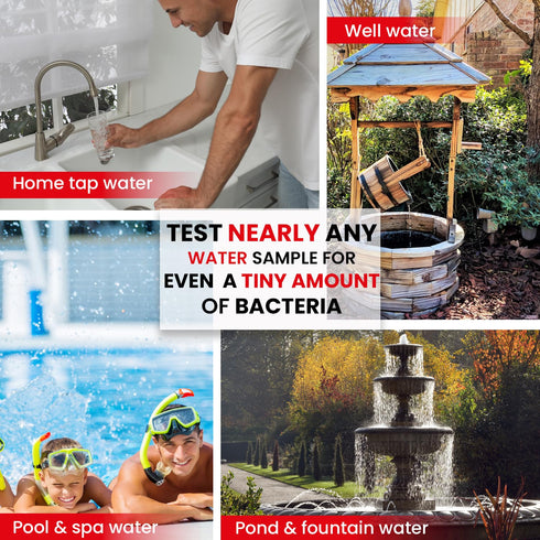 Bacteria Water Test Kit Coliform, E. coli & Salmonella Detection for Well & Tap Water | Rapid Home Drinking Water