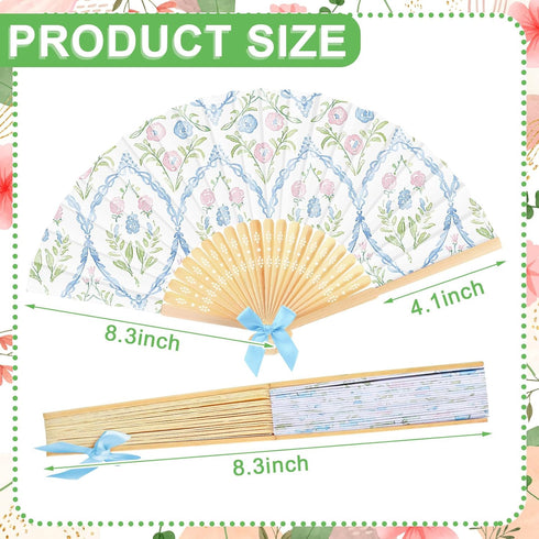 36 Roowest Pcs Floral Folding Hand Fan Bulk Tea Party Handheld Folding Fans Watercolor Grandmillennial Pastel Floral