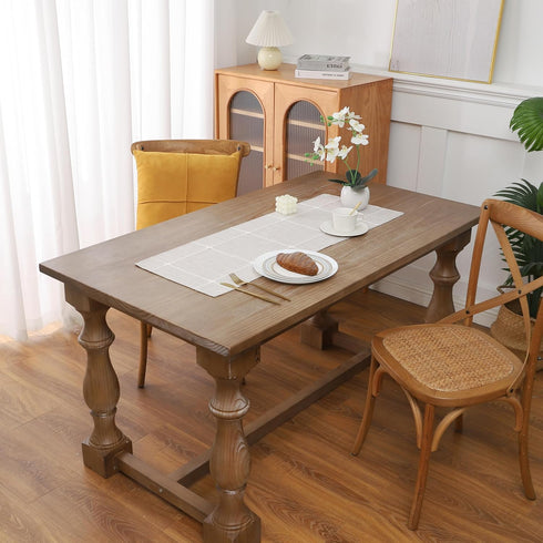 Gernaice 2PCS 24" 13" Boho Table Runner, Modern Plaid Cotton Linen Farmhouse Table Runners for Dresser End Coffee Table
