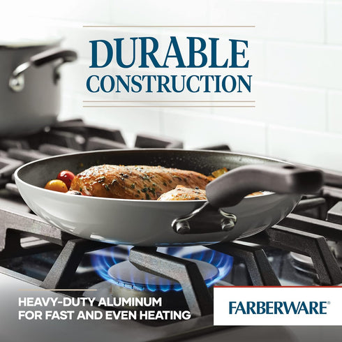 Farberware Cookstart DiamondMax Nonstick Frying Pans/Skillet Set, 8.25 Inch and 10 Inch, Dishwasher Safe, Silver