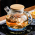 PARACITY 20 OZ Glass Teapot Stovetop, Borosilicate Clear Tea Kettle with Bamboo Lid and Removable Filter Spout