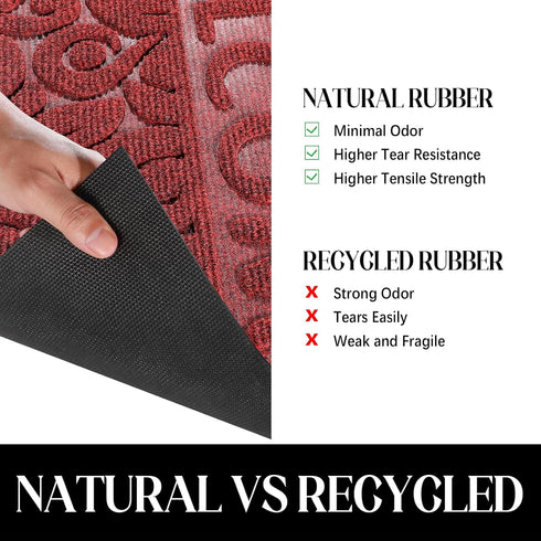 Yimobra Welcome Outdoor Front Door Mat, Heavy Duty Non-Slip, Rubber Backing, 29.5x17, Wine Red