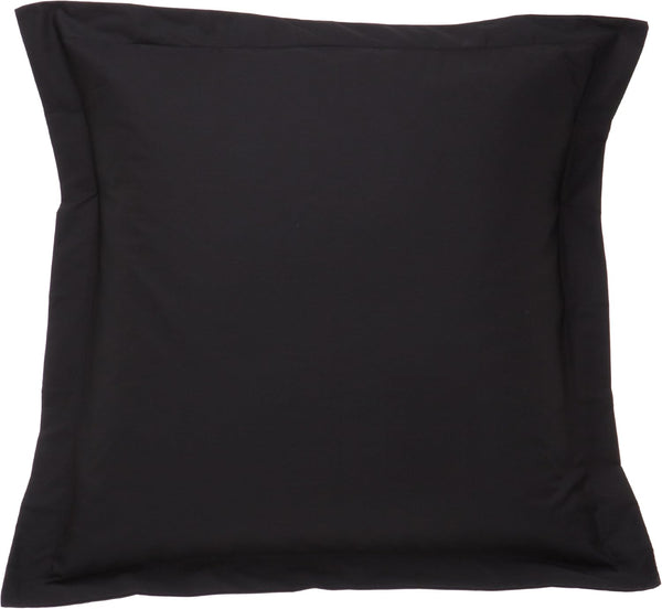 FRESH IDEAS Poplin Tailored Pillow Sham, Euro, Black