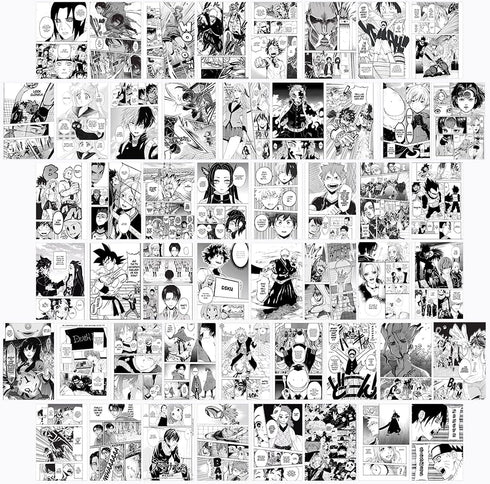 WOONKIT Anime Posters Pack - 50PCS 4X6 INCH MHA Anime Wall Collage Kit for Bedroom and Dorm Decor