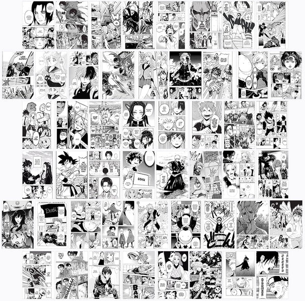 WOONKIT Anime Posters Pack - 50PCS 4X6 INCH MHA Anime Wall Collage Kit for Bedroom and Dorm Decor