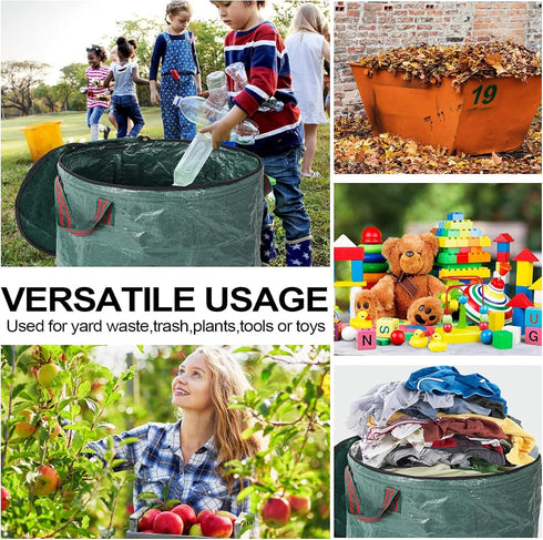 2 Pack 72 4 Gallons Reusable Garden Waste Bags with Lid Lawn and Leaf Bags Heavy duty Reinforced Handles Yard Waste