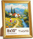 TWING 8x10 Picture Frame, Display 5x7 Pictures with Mat or 8x10 Without Mat, Rustic Gold, 1 Pack