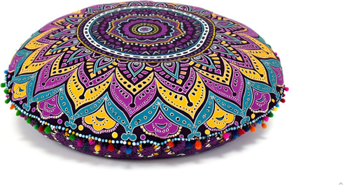 INDIAN CRAFT CASTLE ICC Meditation Floor Pillow Cover, Round Large Pillow Cover