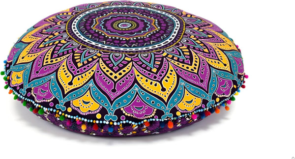 INDIAN CRAFT CASTLE ICC Meditation Floor Pillow Cover, Round Large Pillow Cover
