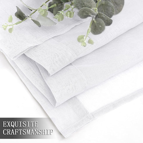 Tollpiz White Sheer Valance Curtains, 54 x 16 inches, Linen Textured Rod Pocket Voile Valance for Bedroom