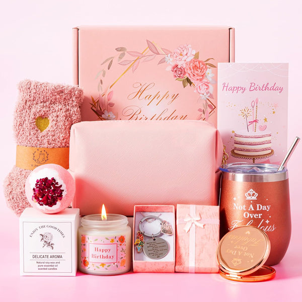 Birthday Gifts for Women, Unique Relaxation Spa Bath Gift Baskets for Her, Ideas Box Set for Mom, Sister, Friends
