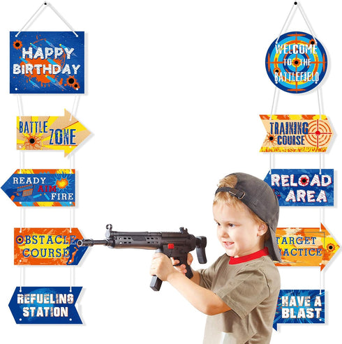 Outus 10 Pcs Dart Party Signs Cutouts for Birthday Decoration, Dart Battle Porch Door Cutouts