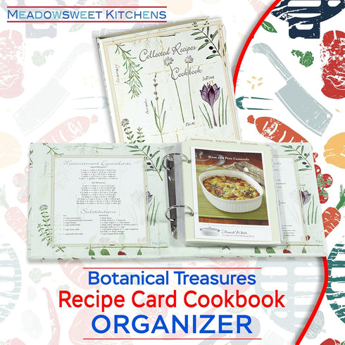 Meadowsweet Kitchens Recipe Card Holder Cookbook Mini 2 Ring Binder Organizer with 25 4 x 6 Cards