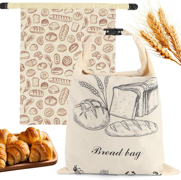 2 PACK Beeswax Sourdough Bread Bags for Homemade Bread, Reusable Cotton Beeswax