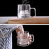 12oz Bag,Set 4 CNGLASS Glass Coffee Mugs,Double Wall Insulated Glass Cups with Handle,Clear Espresso Mugs